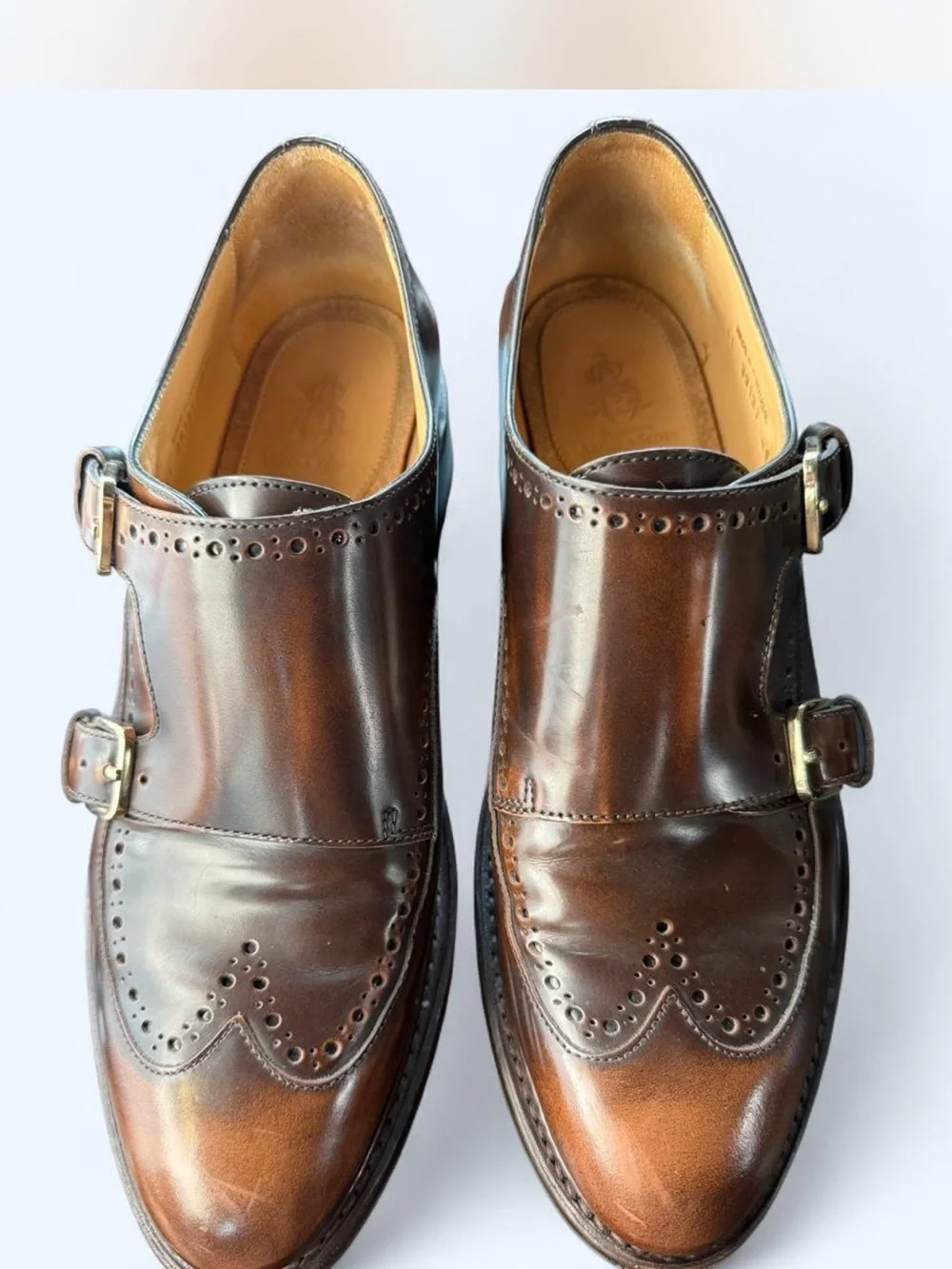 Men’s Brown Double Monk Brogue Oxfords